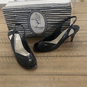 Amano Black Women's Slingback Heels